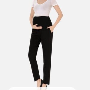 NWT Alina Mae Belly to Baby Black Over the Bump Maternity Pants L